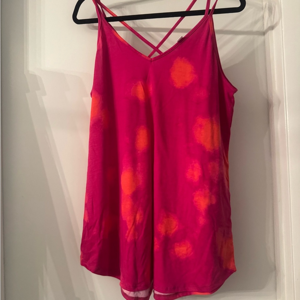 Women's Lularoe Daniella Pink and Orange Tie-Dye Top